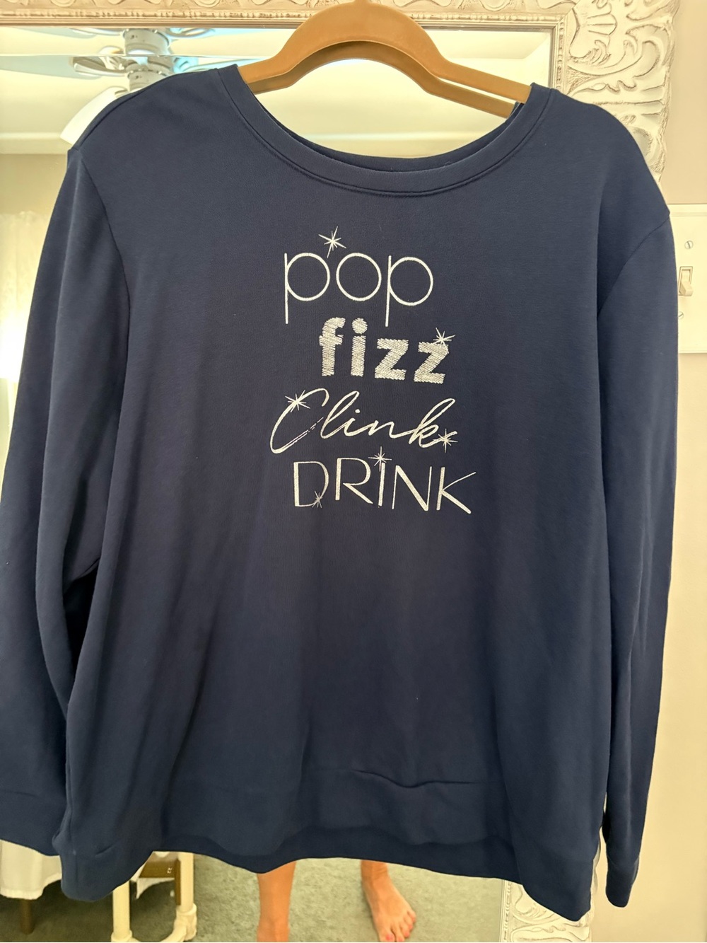 LOFT Dark Navy Ribbed Crewneck Sweatshirt